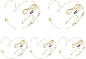 5 Pack Headset/Headworn Microphone Double Over Ear Earset Micophone for Singing Hands-Free Head Hanging Condenser Omnidirectional Mic for Shure,4 Pin Mini XLR,1.5M Cable,Windscreen 5 Pack Headset/Headworn Microphone Double Over Ear Earset Micophone for Singing Hands-Free Head Hanging Condenser Omnidirectional Mic for Shure,4 Pin Mini XLR,1.5M Cable,Windscreen