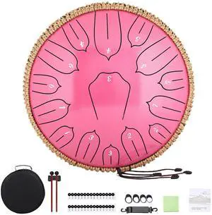 Steel Tongue Drum 12 Inch 15 Notes: Handpan Drums Set with Music Book Mallets Carry Bag - Hand Pan Instrument for Adults Musical Education Meditation Yoga Chakra(Pink) Steel Tongue Drum 12 Inch 15 Notes: Handpan Drums Set with Music Book Mallets Carry Bag - Hand Pan Instrument for Adults Musical Education Meditation Yoga Chakra(Pink)