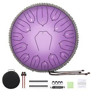 Steel Tongue Drum 12 Inch 15 Notes: Handpan Drums Set with Music Book Mallets Carry Bag - Hand Pan Instrument for Adults Musical Education Meditation Yoga Chakra (Purple) Steel Tongue Drum 12 Inch 15 Notes: Handpan Drums Set with Music Book Mallets Carry Bag - Hand Pan Instrument for Adults Musical Education Meditation Yoga Chakra (Purple)