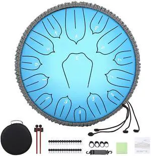 Steel Tongue Drum 12 Inch 15 Notes: Handpan Drums Set with Music Book Mallets Carry Bag - Hand Pan Instrument for Adults Musical Education Meditation Yoga Chakra (Blue) Steel Tongue Drum 12 Inch 15 Notes: Handpan Drums Set with Music Book Mallets Carry Bag - Hand Pan Instrument for Adults Musical Education Meditation Yoga Chakra (Blue)