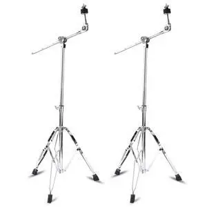 2 Pack Boom Cymbal Stand, Adjustable Cymbal Stand for Crash, Ride, Splash Cymbals, Stable Double-Braced Tripod Legs with Rubber Feet Drum Hardware for Drum Set 2 Pack Boom Cymbal Stand, Adjustable Cymbal Stand for Crash, Ride, Splash Cymbals, Stable Double-Braced Tripod Legs with Rubber Feet Drum Hardware for Drum Set