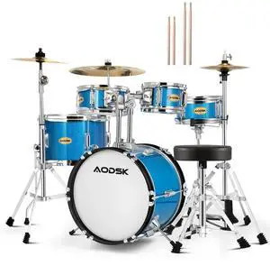 5-Piece 14 Inch Beginner Drum Set with Throne, Cymbal Hi-Hat+Sticks | All Hardware Included, Adjustable Stool, Bass Pedal, for Young Starters, Music Play, Home Learning, Gift, Easy Assembly 5-Piece 14 Inch Beginner Drum Set with Throne, Cymbal Hi-Hat+Sticks | All Hardware Included, Adjustable Stool, Bass Pedal, for Young Starters, Music Play, Home Learning, Gift, Easy Assembly