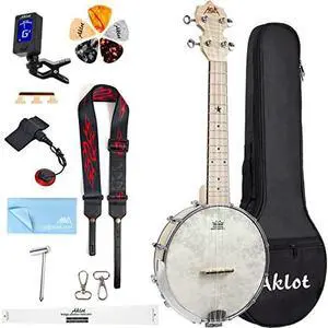 Banjo Ukulele, Concert 23 inch Remo Drumhead Open Back Maple Body 15:1 Advanced Tuner with Two Way Truss Rod Gig Bag Tuner String Strap Picks Banjo Ukulele, Concert 23 inch Remo Drumhead Open Back Maple Body 15:1 Advanced Tuner with Two Way Truss Rod Gig Bag Tuner String Strap Picks