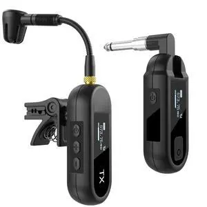 Wireless UHF Saxophone Microphone System, Clip-On Instrument Microphone for Sax and Trumpet, Preset EQ & Echo Level 100 Ft Transmission Rechargeable Compact Transmitter and Receiver 8 Hours Wireless UHF Saxophone Microphone System, Clip-On Instrument Microphone for Sax and Trumpet, Preset EQ & Echo Level 100 Ft Transmission Rechargeable Compact Transmitter and Receiver 8 Hours