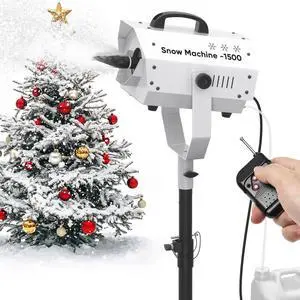 Snow Machine for Party, 1500W Outdoor Snow Maker With LED Remote Control | 1500W Snow Output,Adjustable Snow Effect, LED Lighting,Remote Control,Tripod Stand and Fluid Tank for Indoor & Outdoor Events Snow Machine for Party, 1500W Outdoor Snow Maker With LED Remote Control | 1500W Snow Output,Adjustable Snow Effect, LED Lighting,Remote Control,Tripod Stand and Fluid Tank for Indoor & Outdoor Events