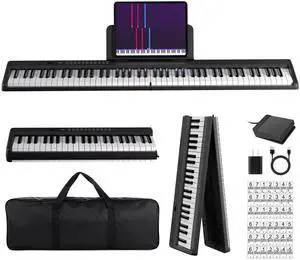 Portable Folding Piano Keyboard,88Keys Semi-Weighted Full Size,Foldable Digital Piano, Rechargeable Electric/Electronic Keyboard Piano w/MIDI Bluetooth&2 Speakers&Carry-case Beginners Gift Portable Folding Piano Keyboard,88Keys Semi-Weighted Full Size,Foldable Digital Piano, Rechargeable Electric/Electronic Keyboard Piano w/MIDI Bluetooth&2 Speakers&Carry-case Beginners Gift