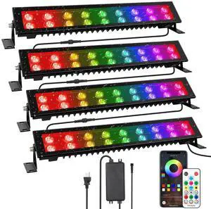 LED Stage Wash Light Bar - 4Pack 72W RGB DJ Light Bar IP66 Waterproof Dimmable Stage Lights Smart APP & Remote Control for Parties Events Building Garden Wall Display LED Stage Wash Light Bar - 4Pack 72W RGB DJ Light Bar IP66 Waterproof Dimmable Stage Lights Smart APP & Remote Control for Parties Events Building Garden Wall Display