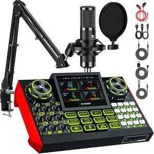 G9 Podcast Equipment Bundle,Audio Mixer Sound Board Live Sound Card,Podcast Microphone Bundle with 3.5mm Condenser Mic for PC & Phone,Podcasting,Live Streaming,Singing,Gaming,Voice Changer,Dj Set G9 Podcast Equipment Bundle,Audio Mixer Sound Board Live Sound Card,Podcast Microphone Bundle with 3.5mm Condenser Mic for PC & Phone,Podcasting,Live Streaming,Singing,Gaming,Voice Changer,Dj Set