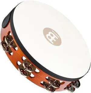 TAH2AB Traditional 10-Inch Wood Tambourine with Goat Skin Head and Steel Jingles, 2 Row TAH2AB Traditional 10-Inch Wood Tambourine with Goat Skin Head and Steel Jingles, 2 Row