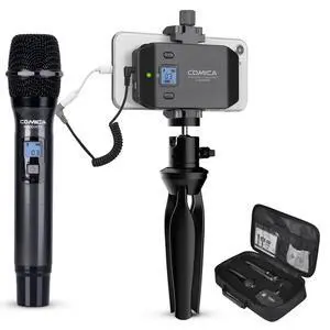 CVM-WS50 Wireless Handheld Mic with 6-CH for iPhone/Android/Camera | 100m Range, 8h Battery, Real-Time Monitor & Stepless Volume, Phone Holder for Interviews Reporting Livestreaming Reporting CVM-WS50 Wireless Handheld Mic with 6-CH for iPhone/Android/Camera | 100m Range, 8h Battery, Real-Time Monitor & Stepless Volume, Phone Holder for Interviews Reporting Livestreaming Reporting