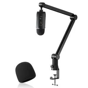 Blue Yeti Mic Stand with Pop Filter - Premium Mic Arm, Heavy Duty Boom Arm with Cable Management, 3/8" to 5/8" Adapter Blue Yeti Mic Stand with Pop Filter - Premium Mic Arm, Heavy Duty Boom Arm with Cable Management, 3/8" to 5/8" Adapter
