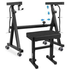 Keyboard Piano Stand, Heavy Duty with Wheels and Pads, Z Style Adjustable Portable Keyboard Stand, Fits 54, 61, 88 Key Electric Keyboards Digital Pianos (Piano Stand + Bench) Keyboard Piano Stand, Heavy Duty with Wheels and Pads, Z Style Adjustable Portable Keyboard Stand, Fits 54, 61, 88 Key Electric Keyboards Digital Pianos (Piano Stand + Bench)