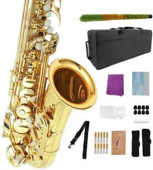 Student Eb Alto Saxophone E Flat for Beginners Sax Full Kit with Pads Cushions,Hard Carrying Case,Neck Strap,Reeds,Cleaning Cloth & Rod,Mouthpiece,Gloves Student Eb Alto Saxophone E Flat for Beginners Sax Full Kit with Pads Cushions,Hard Carrying Case,Neck Strap,Reeds,Cleaning Cloth & Rod,Mouthpiece,Gloves