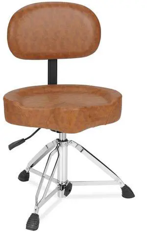 Hydraulic Drum Throne with Backrest, Saddle Drum Stool, Brown | Adjustable backrest, pneumatic height control, padded saddle seat, reinforced tripod provide stable support up to 440 lb Hydraulic Drum Throne with Backrest, Saddle Drum Stool, Brown | Adjustable backrest, pneumatic height control, padded saddle seat, reinforced tripod provide stable support up to 440 lb
