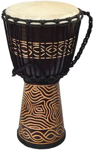 Djembe Standard Line Carved Mahogany Wood with Natural Goat Skin, 24" Tall, 12" Head, Model NK047 Djembe Standard Line Carved Mahogany Wood with Natural Goat Skin, 24" Tall, 12" Head, Model NK047