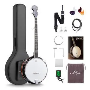 5 String Electric Banjo, Full Size 38 inch Geared 5th Tuner | Remo Head & Mahogany Body | Complete Starter Kit + Gig Bag/Tuner | Best Gift for Adult & Teen Beginners 5 String Electric Banjo, Full Size 38 inch Geared 5th Tuner | Remo Head & Mahogany Body | Complete Starter Kit + Gig Bag/Tuner | Best Gift for Adult & Teen Beginners