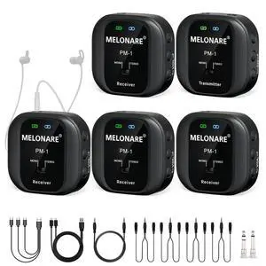 UHF Wireless IEM System Mono/Stereo Selection PM-1-4R | 1 Beltpack Transmitter & 4 Receivers, 10 Channels, Auto-Pairing, Mono/Stereo Selection, Live Shows, Studio, Bands UHF Wireless IEM System Mono/Stereo Selection PM-1-4R | 1 Beltpack Transmitter & 4 Receivers, 10 Channels, Auto-Pairing, Mono/Stereo Selection, Live Shows, Studio, Bands