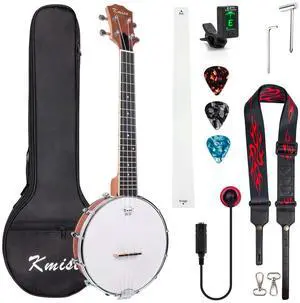 Tenor Banjolele 4 String Banjo Ukulele 26 inch with Bag Tuner Strap Pickup Ruler Wrench Bridge Brownish Yellow Tenor Banjolele 4 String Banjo Ukulele 26 inch with Bag Tuner Strap Pickup Ruler Wrench Bridge Brownish Yellow