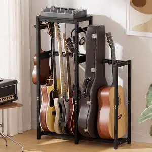 Guitar Stand, Guitar Rack for Acoustic, Bass, Electric Guitar, Multi Guitar Display Stand Adjustable Bamboo Guitars Holder, Multiple Guitar Stands Floor, for Home Music Studio, Black Guitar Stand, Guitar Rack for Acoustic, Bass, Electric Guitar, Multi Guitar Display Stand Adjustable Bamboo Guitars Holder, Multiple Guitar Stands Floor, for Home Music Studio, Black