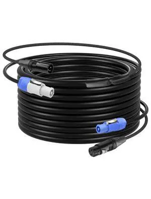 24.6 FT PowerCon and DMX Extension Cable, 13AWG AC Power DMX 3Pin XLR Signal Combo Cables for Stage Lighting, Concerts, Events 24.6 FT PowerCon and DMX Extension Cable, 13AWG AC Power DMX 3Pin XLR Signal Combo Cables for Stage Lighting, Concerts, Events