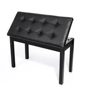 Duet Piano Bench with Padded Cushion and Storage - Solid Wood Keyboard Bench Bookcase Stool Chair Seat Vanity Stool Tufted Wooden Piano Seat, Comfortable Sponges Pad,Black Duet Piano Bench with Padded Cushion and Storage - Solid Wood Keyboard Bench Bookcase Stool Chair Seat Vanity Stool Tufted Wooden Piano Seat, Comfortable Sponges Pad,Black