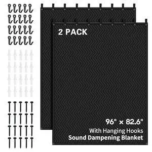 2 PCS Large Sound Dampening Blanket,96" x 80" Sound Absorbing Studio,Noise Cancelling Studio Acoustic Blanket/Light Blocker/Moving Curtain 2 PCS Large Sound Dampening Blanket,96" x 80" Sound Absorbing Studio,Noise Cancelling Studio Acoustic Blanket/Light Blocker/Moving Curtain