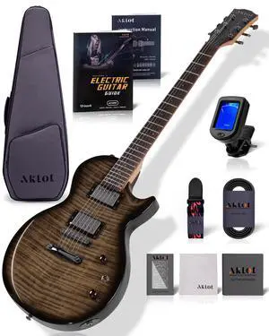24-Fret Electric Guitar Kit, 40 inch Single Cut (LP Style), Modern Playability Coil-Split Humbucker Pickups, 18:1 Tuning Pegs,W/Guitar Accessories Gig Bag,Cable,Strap,Picks,Strings,Tuner,Book 24-Fret Electric Guitar Kit, 40 inch Single Cut (LP Style), Modern Playability Coil-Split Humbucker Pickups, 18:1 Tuning Pegs,W/Guitar Accessories Gig Bag,Cable,Strap,Picks,Strings,Tuner,Book