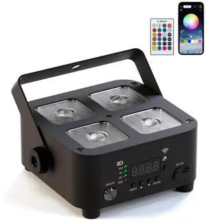 Wireless Rechargeable Stage Lights, 5200mAh Par Lights, 40W RGBW+UV Uplight, Controllable via APP, Remote Control, and Wireless DMX; Suitable for Weddings, Events, DJ Shows, and Stage Lighting.(Black) Wireless Rechargeable Stage Lights, 5200mAh Par Lights, 40W RGBW+UV Uplight, Controllable via APP, Remote Control, and Wireless DMX; Suitable for Weddings, Events, DJ Shows, and Stage Lighting.(Black)
