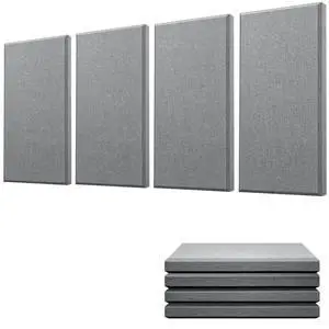Acoustic Panels 4 PCS, 2.4 Thick Fiberglass Soundproof Wall Panels 24''x12'', Self-adhesive Sound Absorbing Panels for Studios, Office, Home Theater (Gray) Acoustic Panels 4 PCS, 2.4 Thick Fiberglass Soundproof Wall Panels 24''x12'', Self-adhesive Sound Absorbing Panels for Studios, Office, Home Theater (Gray)