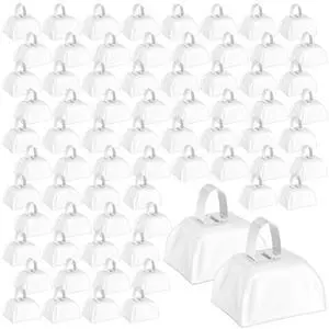 72 Pcs Metal Cowbells with Handle Cowbells Noise Makers Small Call Bells Bulk for Decorations Football Games Sport Event Cheering Ornament Wedding Party Celebration, 3 x 2.8 x 2.5 Inch(White) 72 Pcs Metal Cowbells with Handle Cowbells Noise Makers Small Call Bells Bulk for Decorations Football Games Sport Event Cheering Ornament Wedding Party Celebration, 3 x 2.8 x 2.5 Inch(White)