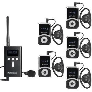 T130S Tour Guide System, Hearing Assistance Devices(1TX 5RX) | for School, Tour, Hi-Fi Sound, 100m Range, Both Ear D-Shaped Headphones T130S Tour Guide System, Hearing Assistance Devices(1TX 5RX) | for School, Tour, Hi-Fi Sound, 100m Range, Both Ear D-Shaped Headphones