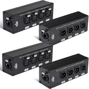 4 Pack 4 Channel 3 Pin Multi Network XLR Cable Breakout 3 Pin XLR Male and Female Over RJ45 Ethercon Cable Multi Extender for Stage Lighting and Home Recording Studio Compatible 4 Pack 4 Channel 3 Pin Multi Network XLR Cable Breakout 3 Pin XLR Male and Female Over RJ45 Ethercon Cable Multi Extender for Stage Lighting and Home Recording Studio Compatible