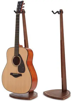 Double Guitar Stand, 2 Pack Wooden Guitar Stand Floor with Hanging Yoke | Fit Electric/Banjo/Mandolin, Black Walnut Wood, Handcrafted, for Home Studio Display, Soft Pad, Space Saving, Gift Choice Double Guitar Stand, 2 Pack Wooden Guitar Stand Floor with Hanging Yoke | Fit Electric/Banjo/Mandolin, Black Walnut Wood, Handcrafted, for Home Studio Display, Soft Pad, Space Saving, Gift Choice