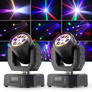 2PCS Mini Moving Head Light,30W Compact Led DJ Stage Lights with Bee-Eyes/Dot Beam/Halo Effects,Remote Control Sound Active & DMX512 Control for Wedding DJ Party Stage Lighting Disco Club 2PCS Mini Moving Head Light,30W Compact Led DJ Stage Lights with Bee-Eyes/Dot Beam/Halo Effects,Remote Control Sound Active & DMX512 Control for Wedding DJ Party Stage Lighting Disco Club