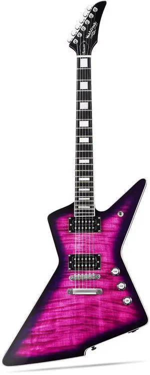 WestCreek Revenge Solid Body Electric Guitar, Heavy Metal Guitar, Right Handed, Alnico Humbucker Pickups, Rounded End Jumbo Frets, Bone nut, Rosewood Fretboard, Mahogany Body Purple WestCreek Revenge Solid Body Electric Guitar, Heavy Metal Guitar, Right Handed, Alnico Humbucker Pickups, Rounded End Jumbo Frets, Bone nut, Rosewood Fretboard, Mahogany Body Purple
