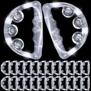 24 Pack LED Light up Tambourines Musical Flashing Tambourine Toys Handheld Percussion Instrument Glow in The Dark Party Supplies for Teenagers Adults Wedding Party Favors (White) 24 Pack LED Light up Tambourines Musical Flashing Tambourine Toys Handheld Percussion Instrument Glow in The Dark Party Supplies for Teenagers Adults Wedding Party Favors (White)