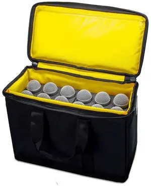12 Slot Microphone Case with Foam | Rugged Padded Bag For Wired and Wireless Mics | 16" x 11" x 7.75" 12 Slot Microphone Case with Foam | Rugged Padded Bag For Wired and Wireless Mics | 16" x 11" x 7.75"
