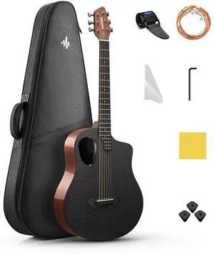 Acoustic Guitar Kits for Beginners & Intermediate Learners - 38" Travel Guitar with Carbon Fiber Top, Wooden Back & Sides, Case, Strap, Steel-Strings, RISING-G1 (Gloss, Brown) Acoustic Guitar Kits for Beginners & Intermediate Learners - 38" Travel Guitar with Carbon Fiber Top, Wooden Back & Sides, Case, Strap, Steel-Strings, RISING-G1 (Gloss, Brown)