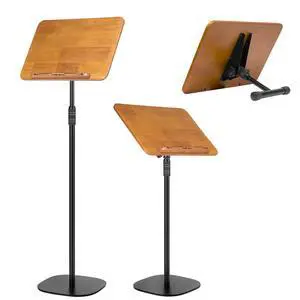 100% Solid Wood 5 in 1 Dual-use Sheet Music Stand & Desktop Book Stand, Height Adjustable from 23.6-59 in, Floor Reading Stand with Page Clip for Cookbooks, Sheet Music, Projector (with a T-Shaped) 100% Solid Wood 5 in 1 Dual-use Sheet Music Stand & Desktop Book Stand, Height Adjustable from 23.6-59 in, Floor Reading Stand with Page Clip for Cookbooks, Sheet Music, Projector (with a T-Shaped)