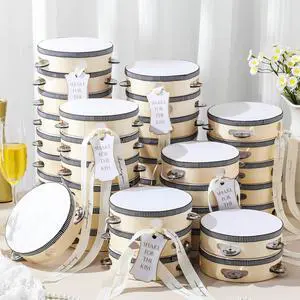 36 Set 4 inch Wedding Tambourines Bulk for Adults Wooden Hand Held Drum with Metal Jingles, Gift Tags, White Tambourine Gift Musical Instrument for Church Wedding Party Favor 36 Set 4 inch Wedding Tambourines Bulk for Adults Wooden Hand Held Drum with Metal Jingles, Gift Tags, White Tambourine Gift Musical Instrument for Church Wedding Party Favor