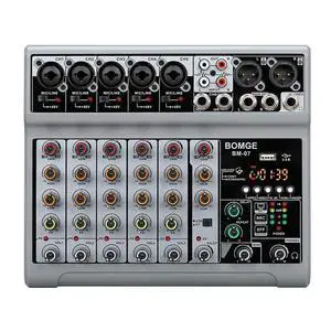 Audio Mixer, Sound Board Mixing Console with 7 Channel Digital USB Bluetooth Echo Delay Effect, 48V Phantom Power Stereo DJ Mixers for Recording, Live Streaming, Podcasting (BM-07) Audio Mixer, Sound Board Mixing Console with 7 Channel Digital USB Bluetooth Echo Delay Effect, 48V Phantom Power Stereo DJ Mixers for Recording, Live Streaming, Podcasting (BM-07)