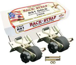 2 Pack, The Original American Made Ladder Rack Tie-Down, Right Angle Mounting Bracket, RS1 Gold Right Angle Mounting Bracket, Bolt Mounting Hardware Included, 8 Ft Strap 2 Pack, The Original American Made Ladder Rack Tie-Down, Right Angle Mounting Bracket, RS1 Gold Right Angle Mounting Bracket, Bolt Mounting Hardware Included, 8 Ft Strap