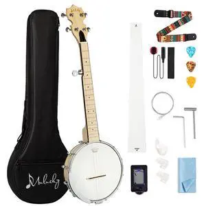5 String Mini Travel Banjo B805, 26 Inch Closed Back Maple Kit | 26" Travel Banjo: Compact 5-string banjo with a maple body and solid closed back. Includes a gig bag, tuner, and strap 5 String Mini Travel Banjo B805, 26 Inch Closed Back Maple Kit | 26" Travel Banjo: Compact 5-string banjo with a maple body and solid closed back. Includes a gig bag, tuner, and strap