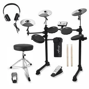 Electronic Drum Set With 4 Quiet Electric Drum Silicone Pads, 180+ Sounds, Electric Drum Kit For Beginngers with 2 Switch Pedals, Throne, Headphones, DrumSticks, and Melodics Lessons Electronic Drum Set With 4 Quiet Electric Drum Silicone Pads, 180+ Sounds, Electric Drum Kit For Beginngers with 2 Switch Pedals, Throne, Headphones, DrumSticks, and Melodics Lessons