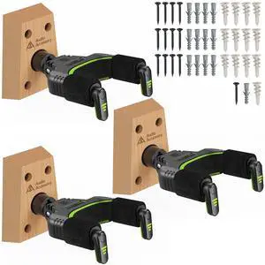 Guitar Wall Mount Autolock 3-Pack - Nitro Friendly Velvet Hook (Heavy-Duty Design) 4-Screw Wood Base of 20lbs Load Guitar Wall Hanger for Bass, Acoustic, Classical, Electric Guitar Guitar Wall Mount Autolock 3-Pack - Nitro Friendly Velvet Hook (Heavy-Duty Design) 4-Screw Wood Base of 20lbs Load Guitar Wall Hanger for Bass, Acoustic, Classical, Electric Guitar