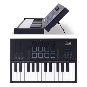 Folding MIDI Controller 25 - MIDI over Bluetooth &USB Ultra-Portable Keyboard Controller - Built-In Battery for Professional Music Production - Compatible with Mac, PC, iOS Folding MIDI Controller 25 - MIDI over Bluetooth &USB Ultra-Portable Keyboard Controller - Built-In Battery for Professional Music Production - Compatible with Mac, PC, iOS