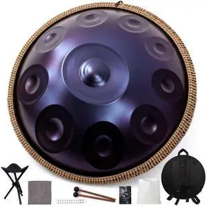 Handpan Drum 19 Inch for Beginners 10 Notes - Hand Pan Drum(Purple) | Hand Drum D Minor Kurd 432Hz Professional Hand Pan,Handpan Instrument,Premium Steel Drum Handpan Drum 19 Inch for Beginners 10 Notes - Hand Pan Drum(Purple) | Hand Drum D Minor Kurd 432Hz Professional Hand Pan,Handpan Instrument,Premium Steel Drum