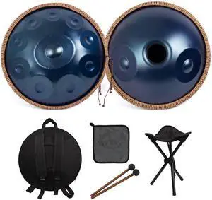 Handpan Drum 19 Inch for Beginners 10 Notes - Hand Pan Drum(Blue) | Hand Drum D Minor Kurd 432Hz Professional Hand Pan,Handpan Instrument,Premium Steel Drum Handpan Drum 19 Inch for Beginners 10 Notes - Hand Pan Drum(Blue) | Hand Drum D Minor Kurd 432Hz Professional Hand Pan,Handpan Instrument,Premium Steel Drum