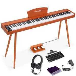 88 Key Digital Piano with Semi-Weighted Keys, Full Size Electric Keyboard for Beginners & Adults, Realistic Touch, Built-in Speakers, Sustain Pedal, Ideal for Home Practice & Learning, Brown 88 Key Digital Piano with Semi-Weighted Keys, Full Size Electric Keyboard for Beginners & Adults, Realistic Touch, Built-in Speakers, Sustain Pedal, Ideal for Home Practice & Learning, Brown