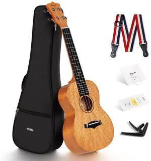 EUC-25D 23 Inch Concert Ukulele, Solid Mahogany Top, Natural | Beginner Ukulele Kit with Gig Bag, Capo, Strap and Picks, for Adults, Students, Lessons, Practice and Travel EUC-25D 23 Inch Concert Ukulele, Solid Mahogany Top, Natural | Beginner Ukulele Kit with Gig Bag, Capo, Strap and Picks, for Adults, Students, Lessons, Practice and Travel